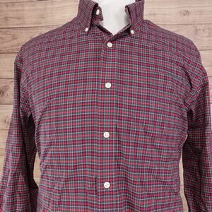 LAUREN RALPH LAUREN CLASSIC FIT NON-IRON RED PLAID BUTTON DRESS SHIRT 17.5 34/35